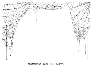 Spider web torn frame isolated on white background. Vector illustration