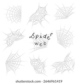 Spider web vector collection for design and decoration, can be used in many ways such as Halloween theme decoration, greeting cards, postcards, stickers, paper patterns, scrapbooks, and more