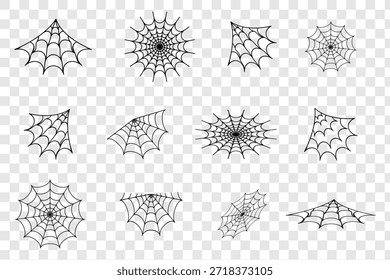 Spider Web Vector Collection. Hand Drawn Cobweb Set Isolated on White Background. Hand drawn spider web and cobweb vector illustration collection.
