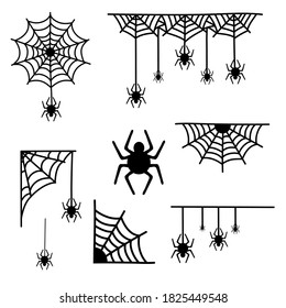 Spider web vector design set for Halloween 