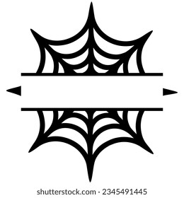 Spider Web Vector Divided For Insert Text, Black Silhouette