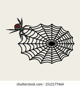 Spider and web  vector icon