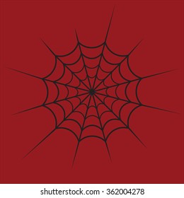 Spider web vector icon red