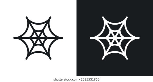 Spider web vector icon set in black and white. EPS 10 illustration