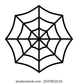 Icono de Vector de Web de araña. Líneas gruesas y detalles estéticos minimalistas. Perfecto para proyectos temáticos de Halloween, o creaciones artísticas minimalistas.