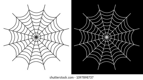 Spider web vector icon white and black color on white and black background - Vector illustration