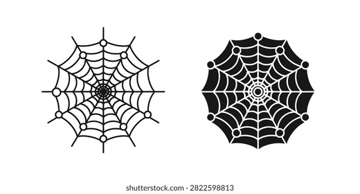 Spider web vector icons for halloween decoration and arachnid nature graphic design with arachnid halloween geometry