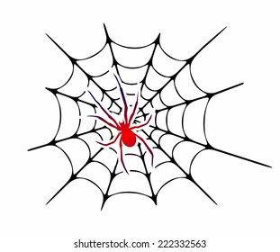 Spider in a Web. Vector illustration