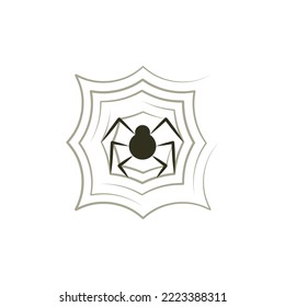 spider and web vector illustration