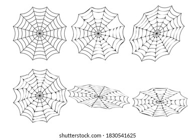 Ilustración vectorial web Spider para halloween, telaraña web wireframe gráficos Horror de dibujos animados, miedo y el arte conceptual espeluznante