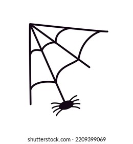 Spider web vector illustration, Halloween icon isolate on white.