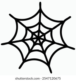 Spider Web Vector Illustration  Halloween Spiderweb Design  Black and White Web Icon  Cartoon Cobweb Art  Creepy Web Decoration