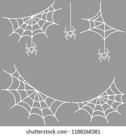 Spider and web. Vector illustration. Hand drawn