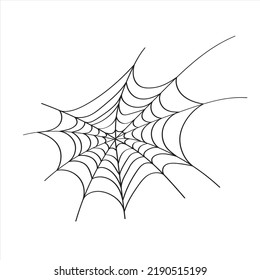 Spider web vector illustration. Outline illustration of a simple  Halloween spider web, isolated object on the white background, clipart useful for halloween party decoration, hand drawn image