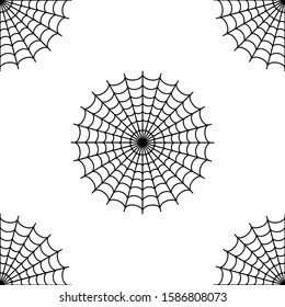 Spider web vector line art with white background is in Seamless pattern