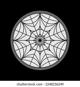 spider web window. Gothic Stained Glass - Rose window. Vector image. Ornament. Window frame.