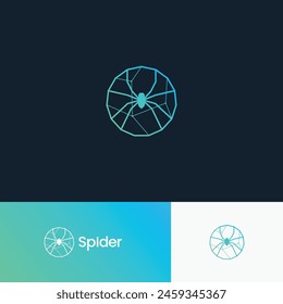 Spider webt modernes abstraktes Minimal Line Art Logo Design Konzept. Vektorillustration