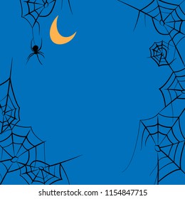 Spider Webs and Moon Halloween Frame Vector