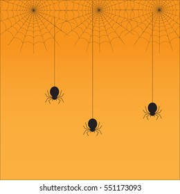 spider and webs on yellow background