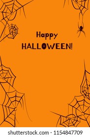 Spider Webs Orange and Black Frame Vector