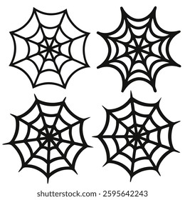 spider webs silhouette vector icon set, spider web icons on a white background