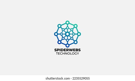 Spider webs technology vector logo design template icon