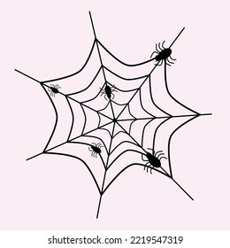 Spider webs, spider web, spider hanging in the web vector logo icon design illustration wallpaper background, halloween, spider halloween