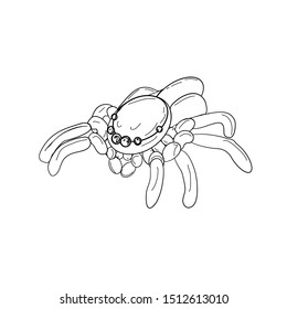 Spider white background for coloring book kids for funny game