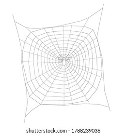 Spider wireframe on a large web. View from above. 3D. Vector illustration