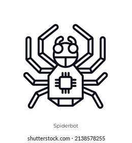 Icono de Spiderbot. Diseño de icono de estilo de esquema aislado en fondo blanco