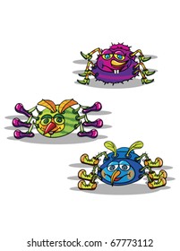 spiders against white background, abstract vector art illustration