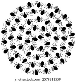 Spiders Circular Background Texture Halloween greeting or Thematic cards insects backdrop Template
