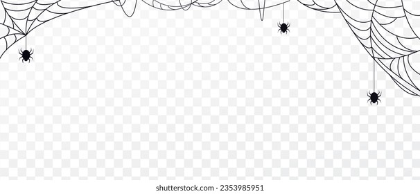 spiders cobweb on web with isolated on a transparent background. halloween background design element.vector illustration EPS10