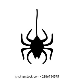 Spiders and cobweb silhouette, isolated on white background. Vector illustration, traditional Halloween decorative element. Halloween silhouette black spider and spider web - for cricut, design decor.