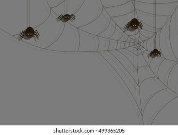Spiders and cobwebs. Flat vector illustration