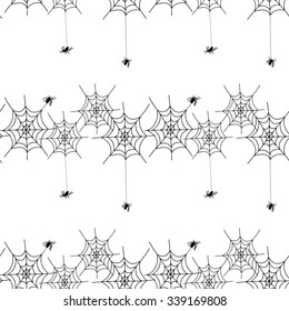 spiders and cobwebs, vector pattern
