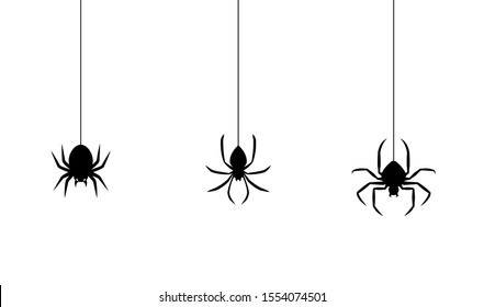 Spiders for decoration on the white background. Creepy background for Halloween.
