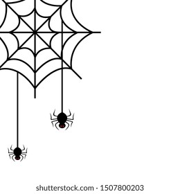 spiders of halloween in cobweb