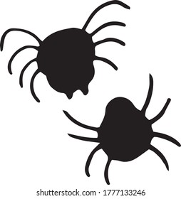 spiders hand drawn in doodle style. vector, scandinavian, monochrome. set of elements for design, sticker, card, poster, decor, insects halloween