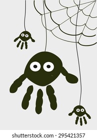  Spiders with hand prints Halloween background