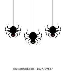 spiders hanging for halloween isolated icon