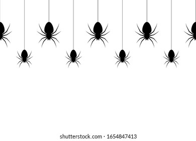 Spiders hanging on cobweb. Spiders hanging on spider's web. Vector Illustration