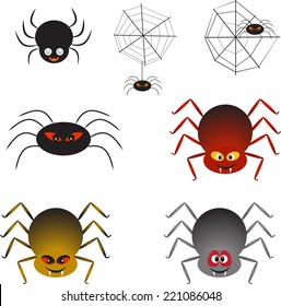 Spiders, Isolated Spiders Vectors on White Background