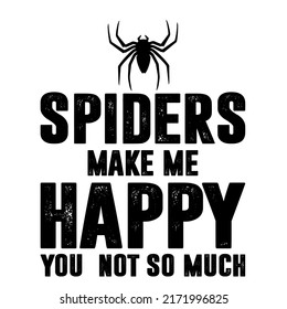 
Spiders make me happy.is a vector design for printing on various surfaces like t shirt, mug etc. 
