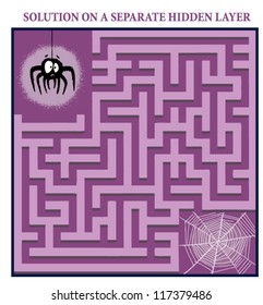 Spider's Maze Game (help the lost spider find his web- Maze puzzle with solution)