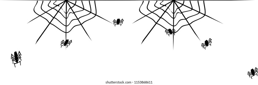Spider's nest, for Halloween, Simple vector drawing For use as a decorative frame, photo book and cartoon page for children.