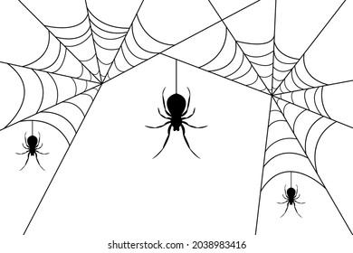 Spiders on a web. Vector decoration elements isolated on white