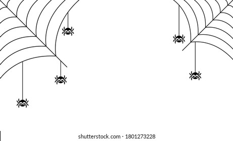 Spiders on Web with white Background. Halloween Background Design Elements. Spooky, Scary Horror Decoration Vector