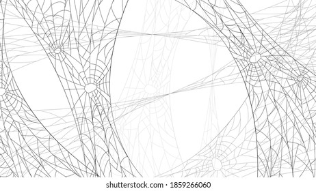Spiders on Web with white Background. Halloween Background Design Element. Spooky, Scary Horror Decoration Vector