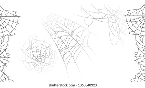 Arañas en la web con fondo blanco. Elemento de diseño de fondo de Halloween. Espeluznante, aterrador vector de decoración de horror